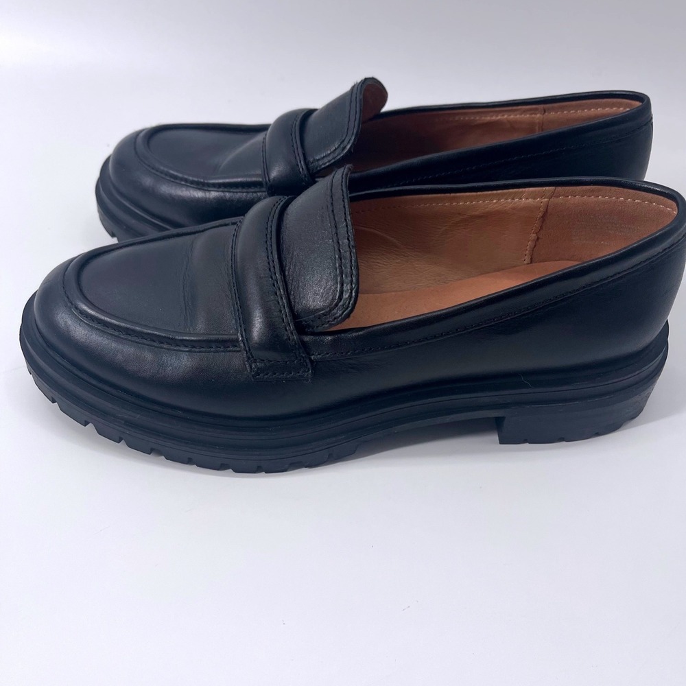 Madewell Bradley Lugsole Loafers Black Leather Chunky Penny Shoes 7 Y2K - Picture 5 of 8